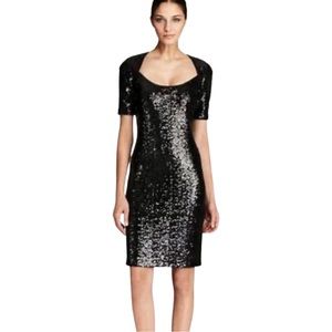 Laundry By Shelli Segal Women's black sequin cocktail party dress